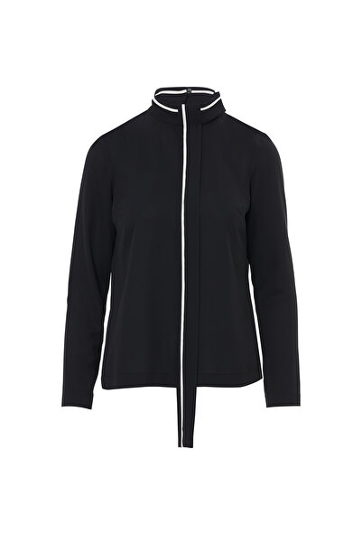 GİZİA Dik Yakalı Kuşak Detaylı Arkadan Kapalı Gömlek