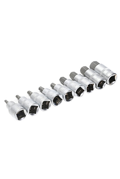 Lawazim Hex Bit Socket Set 9Pcs - Chrome Vanadium Drive Sockets with Case for Car and Home Repair