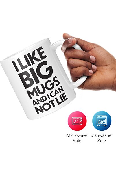 NASAQ Mug Monster - 'I Like Big Mug and I Cannot Lie' Giant Ceramic Coffee/Tea Mug, 20 oz, White