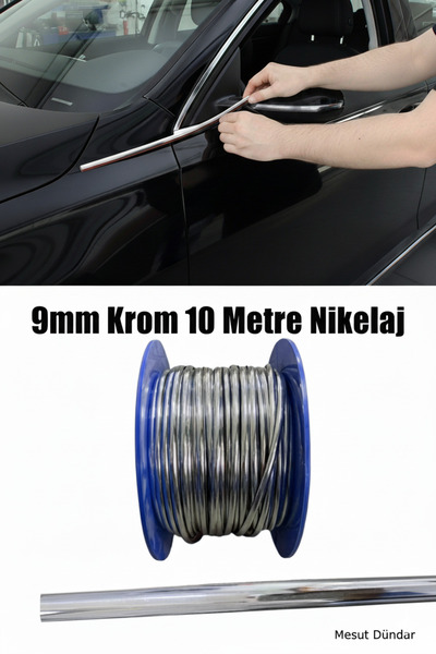 Extra Marketing Fiat / Tofaş Tipo Uyumlu 3D Krom Nikelaj Şerit Çıta 9mm x 10m – Dekoratif Araç Trim ve Kaplama Bandı