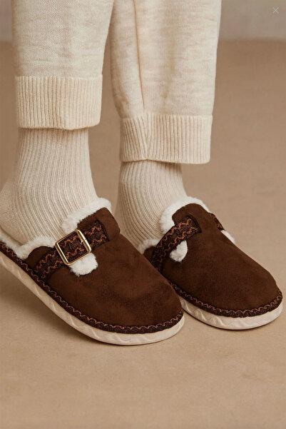 Fulla Moda Buckle Detailed Fur-Lined House Slippers