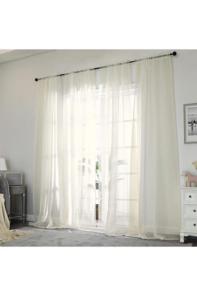 Generic OWENIE Sheer Curtain Pack of 2, Ivory, Polyester, 1.06m x 2.44m Each