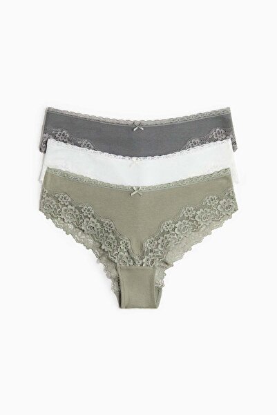 H&M 3-pack cotton and lace hipster briefs