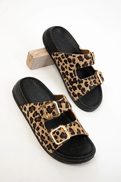 Pienn Papuci de casă pentru femei Soft Leopard Pattern – Model confortabil, cu cataramă dublă