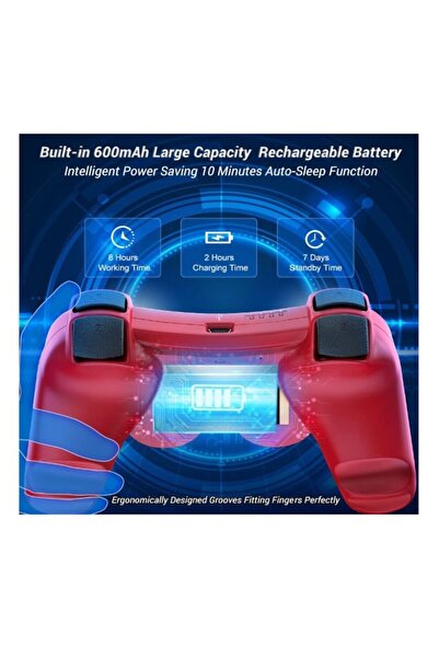 HAPPY JOKER Set of 2 Wireless Doubleshock Controllers for PS4 (Red & Blue)