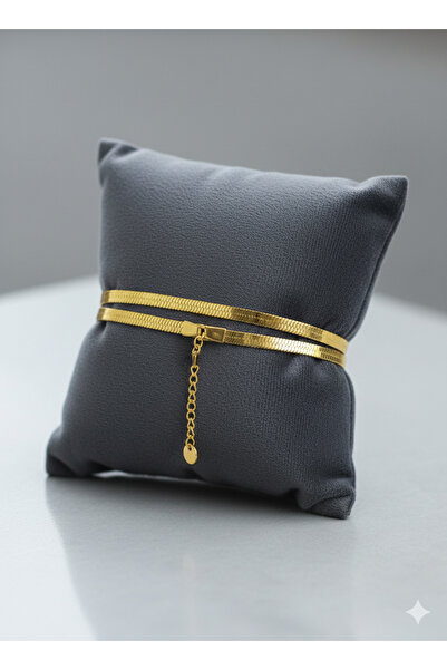 BLIZGANTIS İtalyan Yassı Ezme Zincir Paslanmaz Unisex Gold Çelik Bileklik