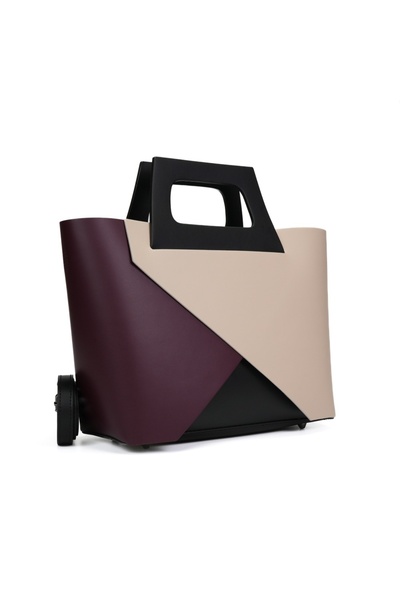 Posete Fagaras Poseta Piele Mathilda - Bordo, 2 Compartimente, Bareta Neregla...