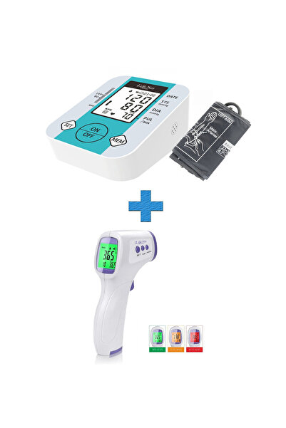 Life Net Medikal Türkçe Konuşan Üst Koldan Dijital Otomatik Tansiyon Aleti JN-163D+Dijital Temassız Ateş Ölçer