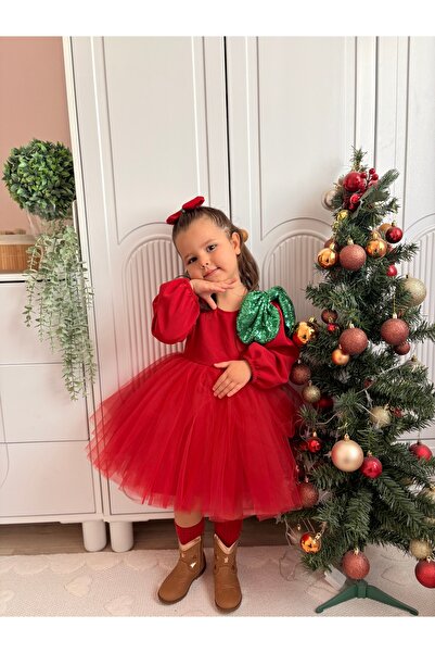 Tinypeople Girls' Red Evening Dress Girls' Red Christmas Dress Fluffy Tutu Dress