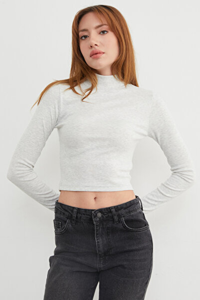 Fulla Moda Basic Half Turtleneck Crop Bodysuit