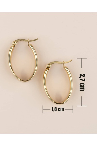 Portakal Esintisi Solyn Oval Hoop Steel Earrings