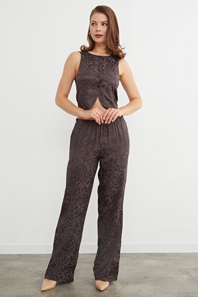 Fulla Moda Leopard Print Satin Vest Pants Set