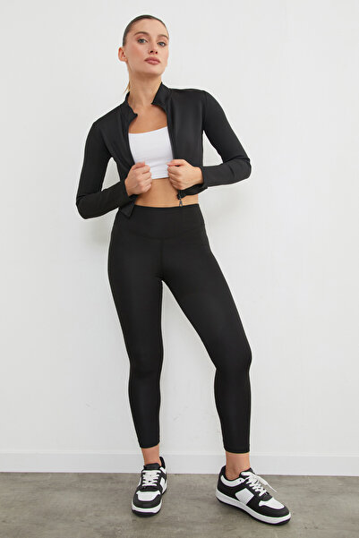 Fulla Moda Mock Neck Zippered Diving Fabric Sports Jacket