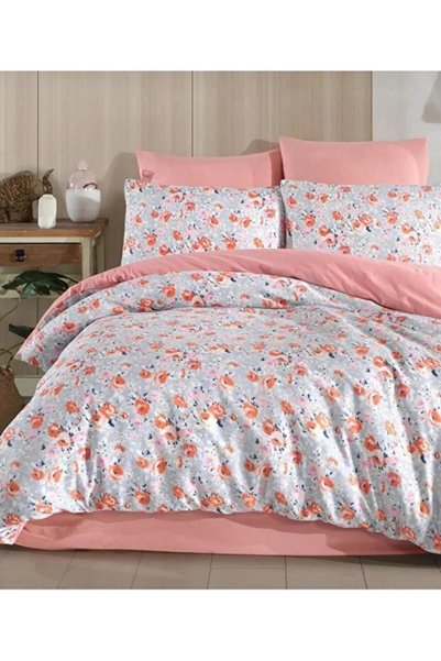 Home Set cuvertură de pat dublă cu model floral, cearșaf elastic 180x200 cm