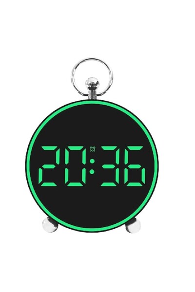 Welora Digital Desk or Wall Clock with Alarm, Snooze, LED Light, Night Mode, Voice Control, USB - Green