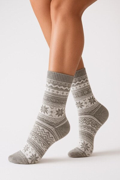 Plus Scorpion Women's Christmas Towel Patterned Socks – Cotton, Thick and Warm Christmas Themed Single Socks