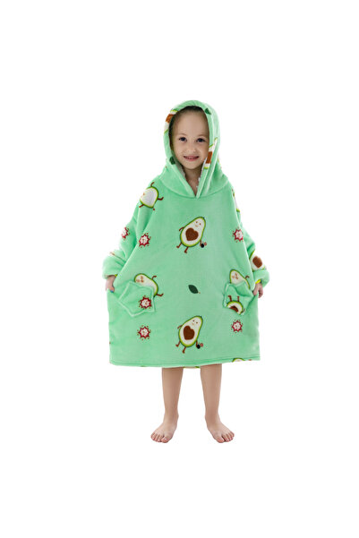 OEM Blanket with Sleeves for Children 4-8 Years, Sweatshirt Type, Hood and Pockets, Flannel Fleece, Polyester