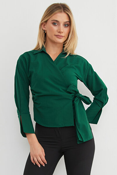 Fulla Moda Basic Double-Breasted Tie-Up Shirt