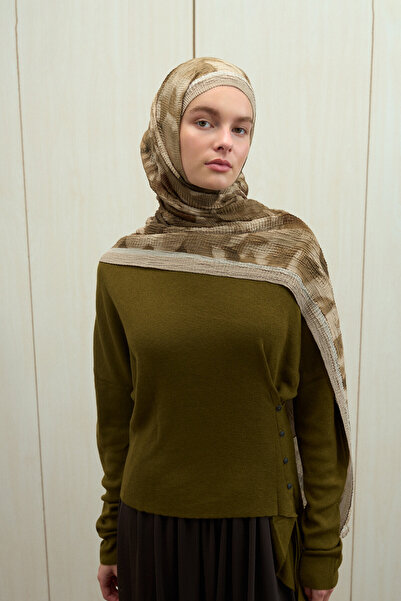 cs camellia scarf Frosted Bloom Muslin Shawl - Olive