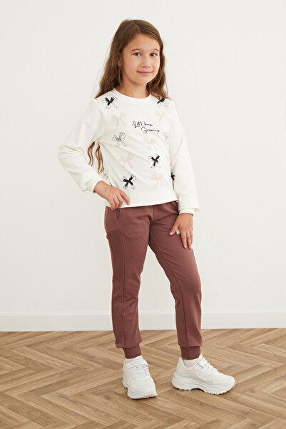 Fulla Moda Κεντημένο Jogger Κοριτσίστικο Φούτερ με ελαστική μέση