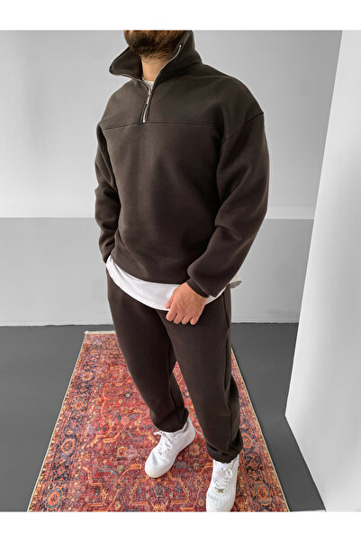 NO1 KONSEPT Σετ αθλητικής φόρμας Smoked Premium 3 Thread Ş επένδυση fleece Alt Üst