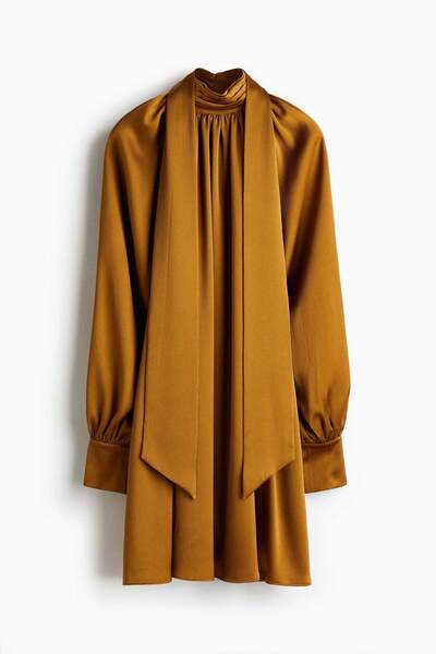 H&M Scarf-detail satin dress