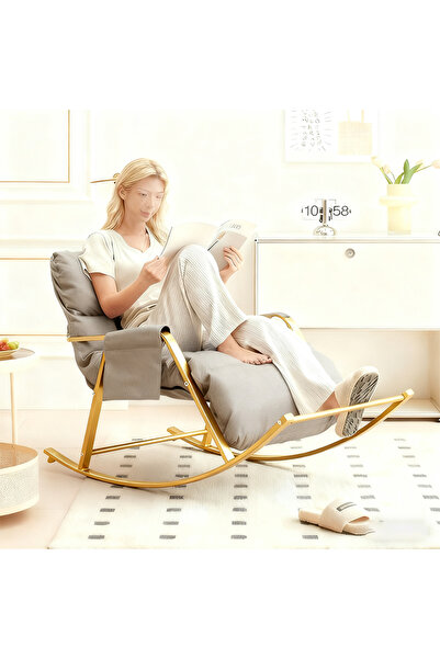 Sumkyle كرسي هزاز فاخر خفيف الوزن، كرسي متكئ، شرفة، صالة منزلية قابلة للطي لتناول الغداء، أريكة كسولة