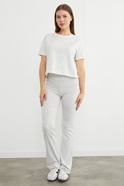 Fulla Moda Basic Rib Neck Seasonal Crop T-Shirt