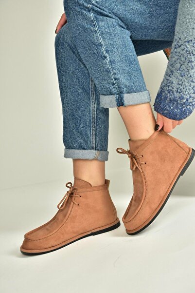 Fox Shoes V846926302 Tan Suede Flat Sole Lace-Up Women's Boots