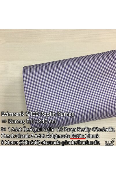Renk Tekstil Koyu Lila Mini Pötikare %100 Doğal Pamuk Poplin Kumaşlar - New C...