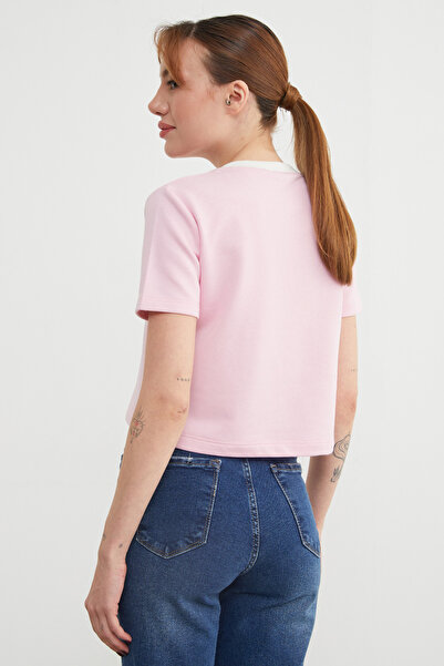 Fulla Moda Basic Rib Neck Seasonal Crop T-Shirt