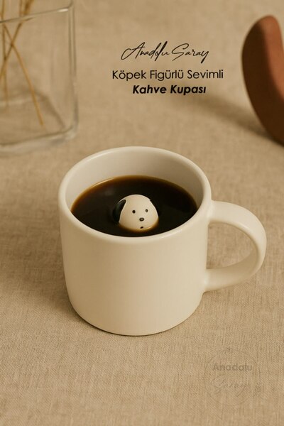 Anadolu Saray Handmade Ceramic Cute Coffee Cup with Dog Figure |   Dog Model Mug Cup