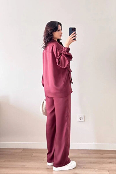 Eka Γυναικείο Σετ Μπουφάν και Παντελόνι Βουργουνδίας 1041-2708