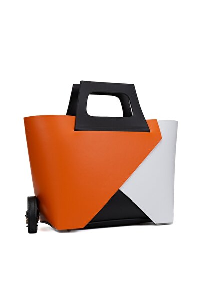 Posete Fagaras Mathilda Leather Purse - Orange - White, Genuine Leather Offic...