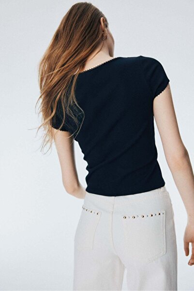 H&M Ribbed button-front top