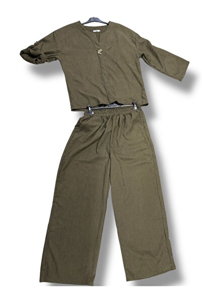 AGORATEKSTİL Women's New Season Chenille Velvet Fabric Suit Pants and Blouse