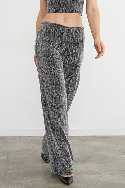 Fulla Moda Elastic Belt with Stones and Glitter Palazzo Pants