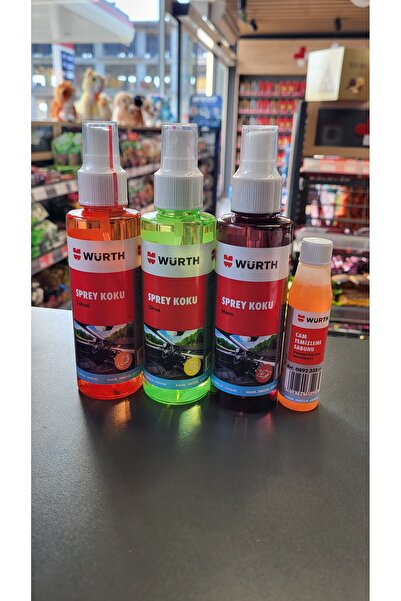 Würth araç içi sprey koku şeftali,citrus,mars ve cam temizleme sabunu