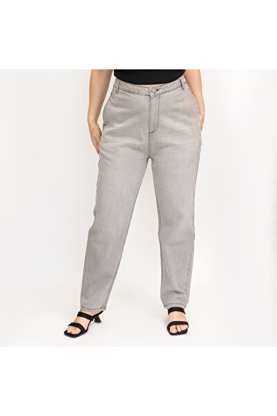 LINELLE Ladies Casual Wear – Grey Mom-Fit Cotton Denim Pants, LLJ33225-GR