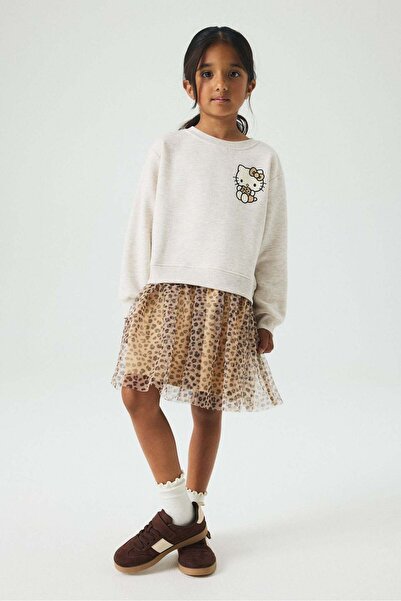 H&M Printed tulle-skirt sweatshirt dress