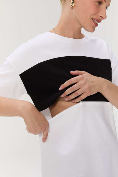 Boldline Gizli Fermuarlı Hamile ve Emzirme Dostu Tshirt