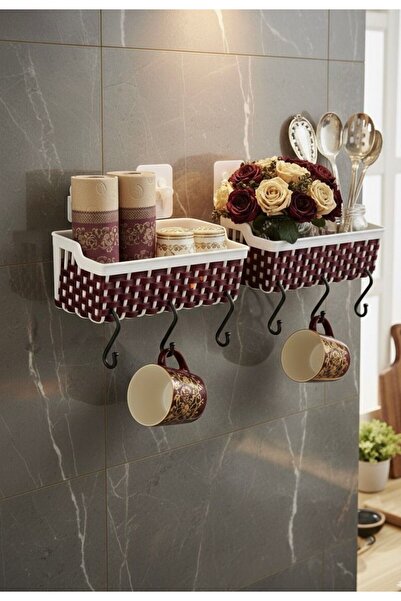 Vivart رف منظم متعدد الأغراض مكون من قطعتين مع حامل لاصق