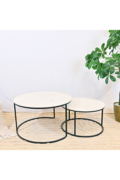 Crafted by Lifestyle 2-Piece Marble Top Coffee Table Set