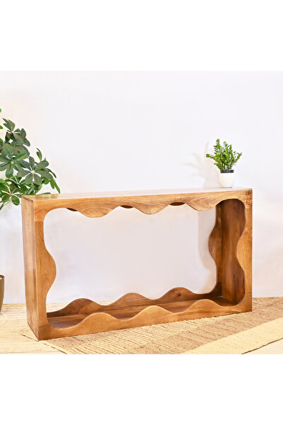 Crafted by Lifestyle طاولة وحدة تحكم خشبية بتصميم متموج