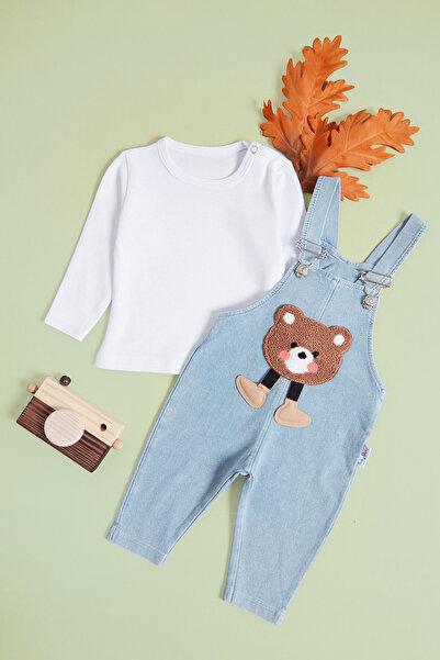 Fulla Moda 100% Cotton Teddy Bear Embroidered Baby Salopet Set