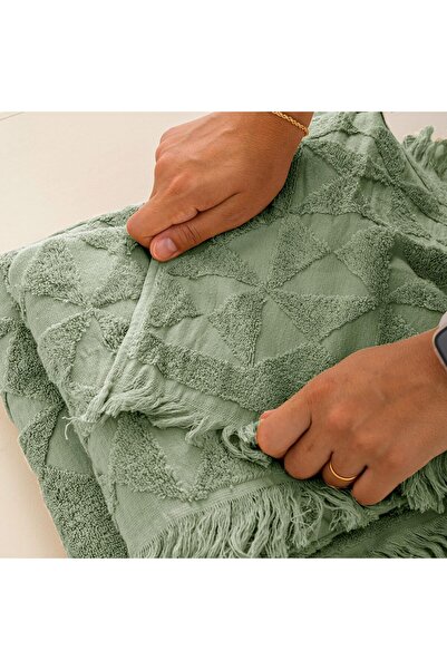 Generic Ariika Granada Face Towel - Earthy Green (Set of 2), 100×50 cm, 100% Giza 86 Egyptian Cotton