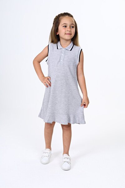 Toontoy فستان بدون أكمام بأزرار وياقة بولو للفتيات من ريلاكس فيت