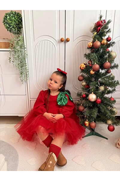 Tinypeople Girls' Red Evening Dress Girls' Red Christmas Dress Fluffy Tutu Dress