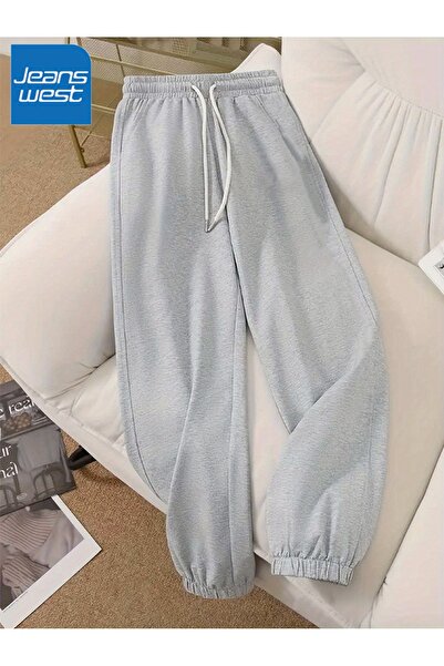 MODAVİBE Pantaloni de trening unisex cu picior elastic, cu 2 fire, cu textură...