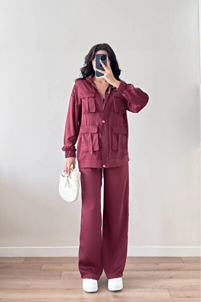 Eka Γυναικείο Σετ Μπουφάν και Παντελόνι Βουργουνδίας 1041-2708